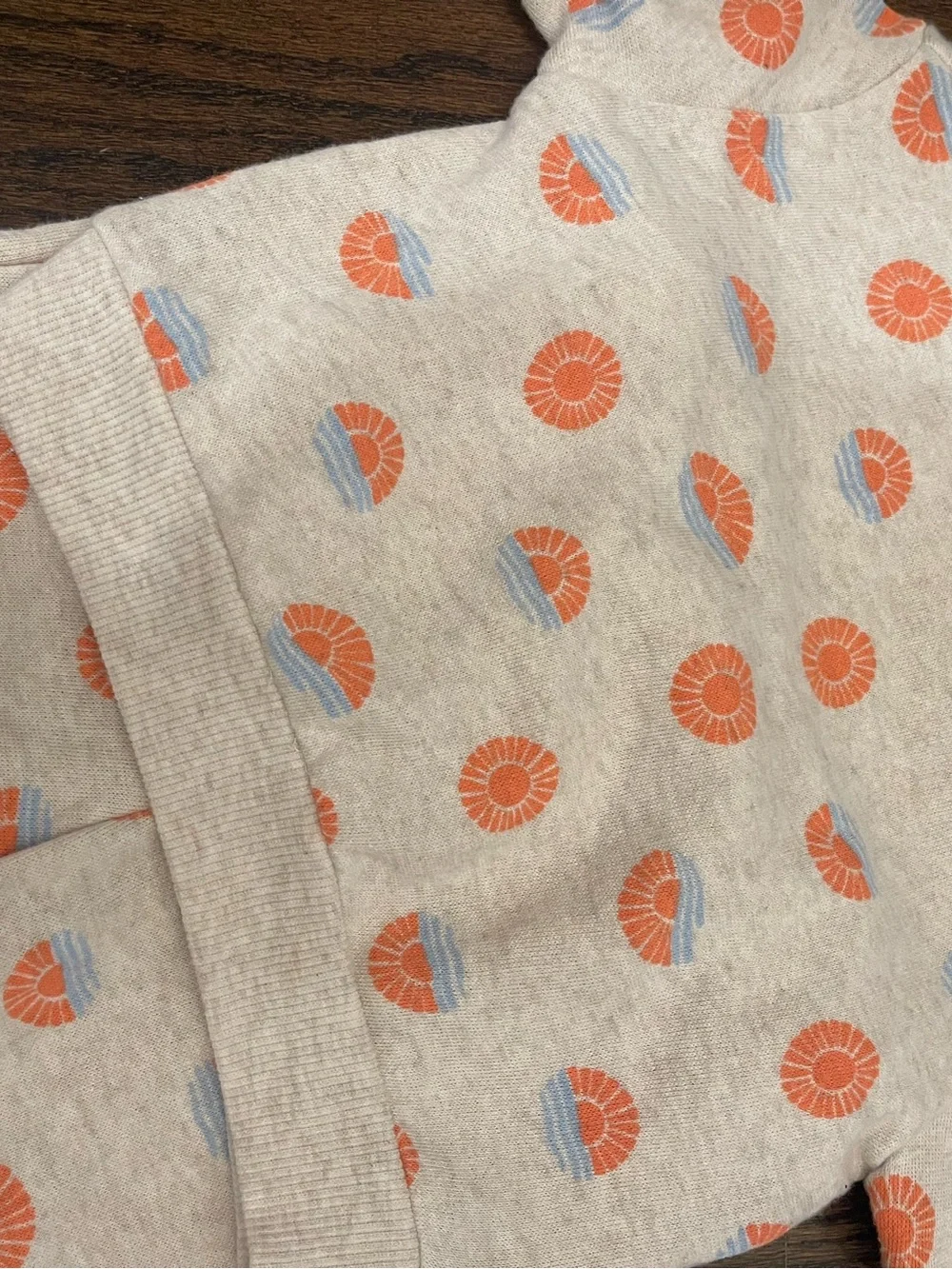 Neutral Baby Sweatshirt & Pants Set with Orange Sun Motif